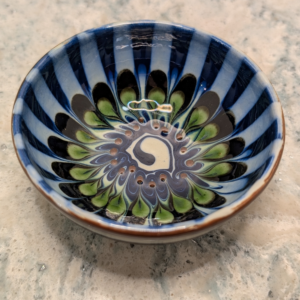 Handcrafted Blue and Green Ceramic Bowl